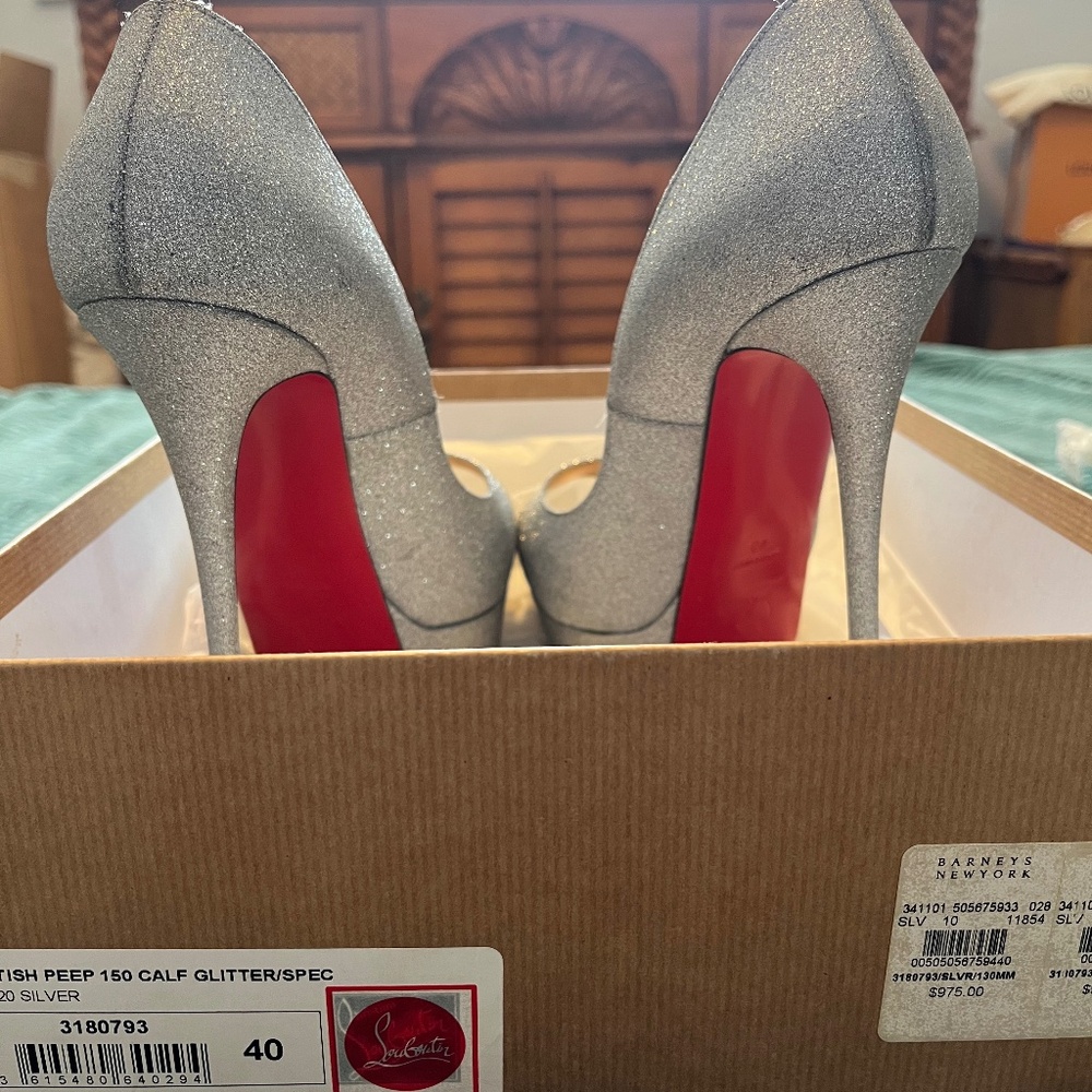 Holiday NYE Silver glitter fetish peeps platform Size 10